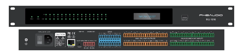 MU-1616 16*16 sieťový audio DSP procesor Dante
